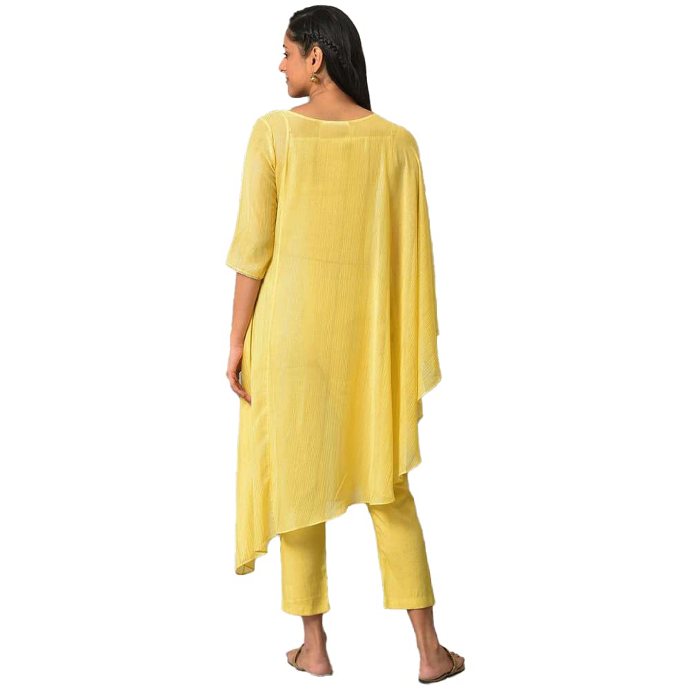 Aurelia Self-Design Yellow WomenS Kurta And Trousers Set