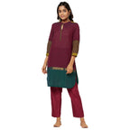 Fabindia Women'S Cotton Solids Regular Tunic_Maroon_S