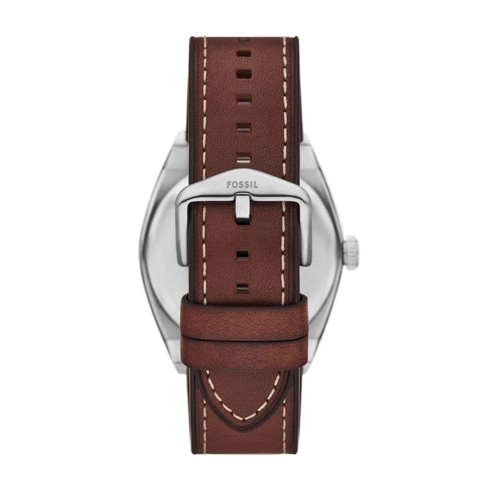 Fossil Men's Everett Three-Hand Date Brown Leather Watch and Bracelet Set