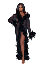 Be Wicked Glamour Robe Black Sheer Full Length