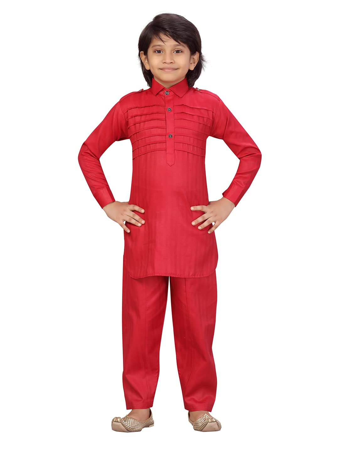 Aarika Boys Maroon Color Pathani Kurta Pyjama Set (Jn_Ps-Jk-102-Maroon-Maroon-4)