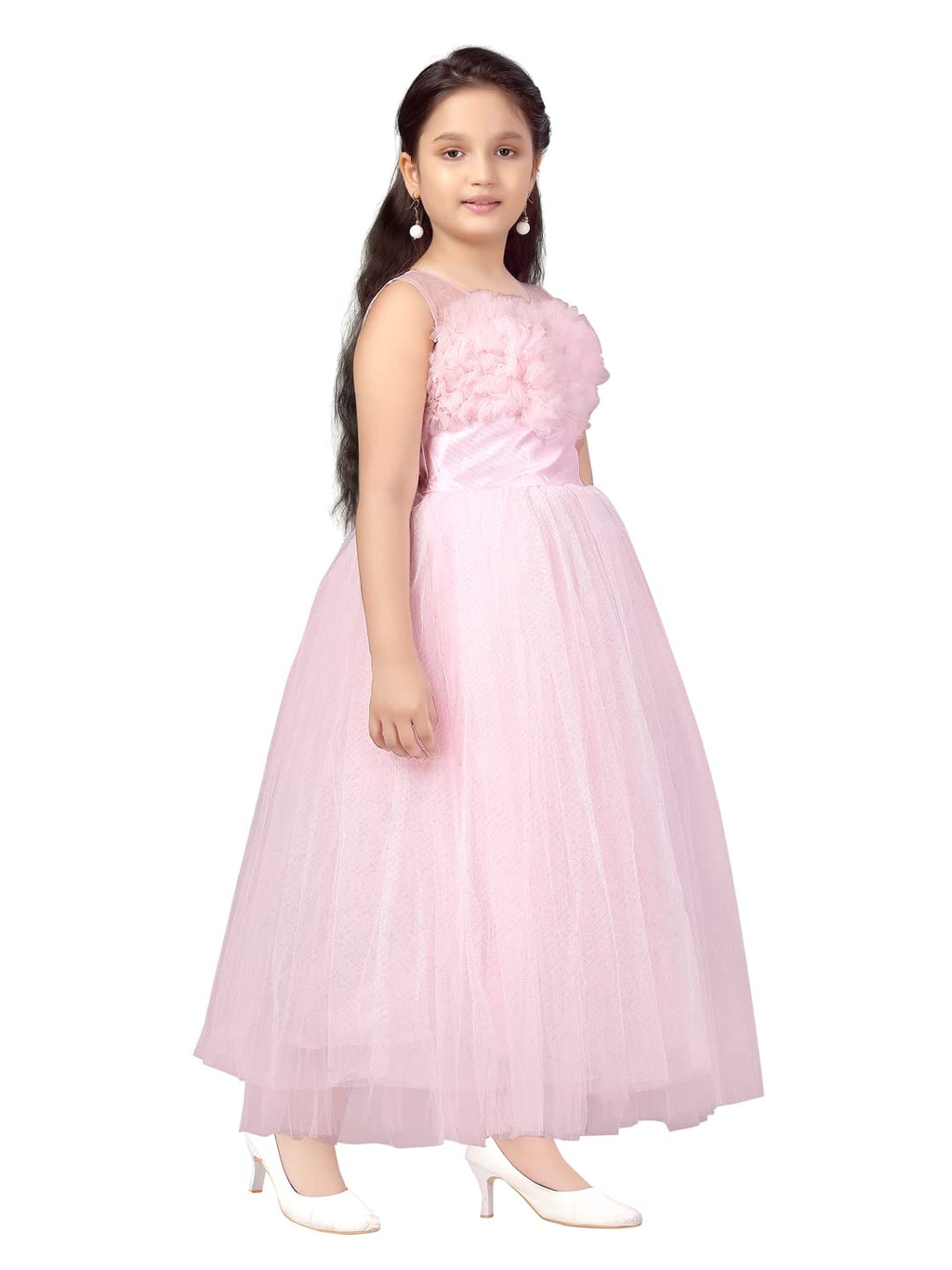 Aarika Girls Nylon Classic Maxi Dress (G-16551_Pink