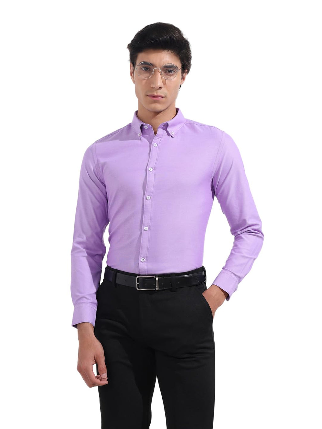 The Indian Garage Co Mens Slim Fit Solid Buttondown Collar Long Sleeves Formal Shirt