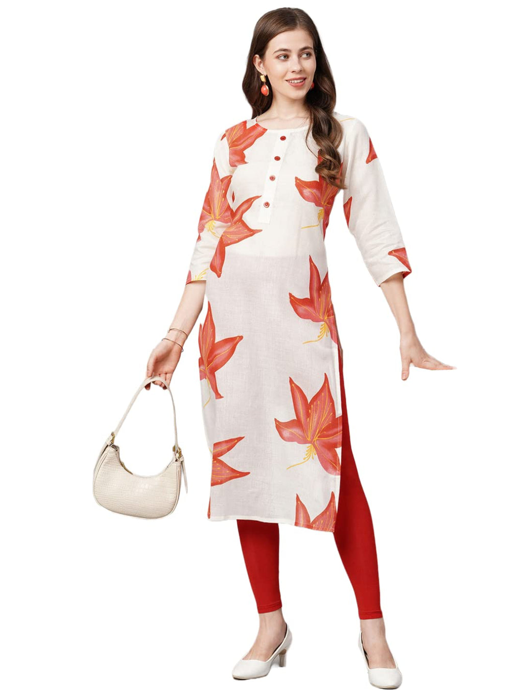 Anni Designer WomenS Pure Cotton Traditional Straight Printed Kurta (Rr Dup Red_S_Red_Small)