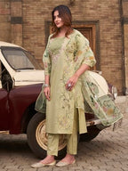 Womanista Women'S Cotton Blend Solid Straight Embroidered Kurta Set