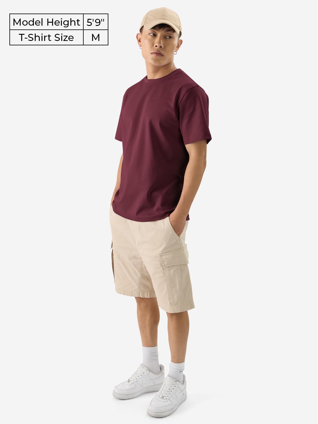 The Souled Store Solids: Deep Red Men and Boys Short Sleeve Round Neck Regular Fit Cotton T-Shirts