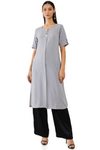 Soch Women Grey Viscose Solid Kurta(Grey_M)