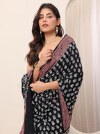 Libas Womens Printed Cotton Saree With Blouse Piece
