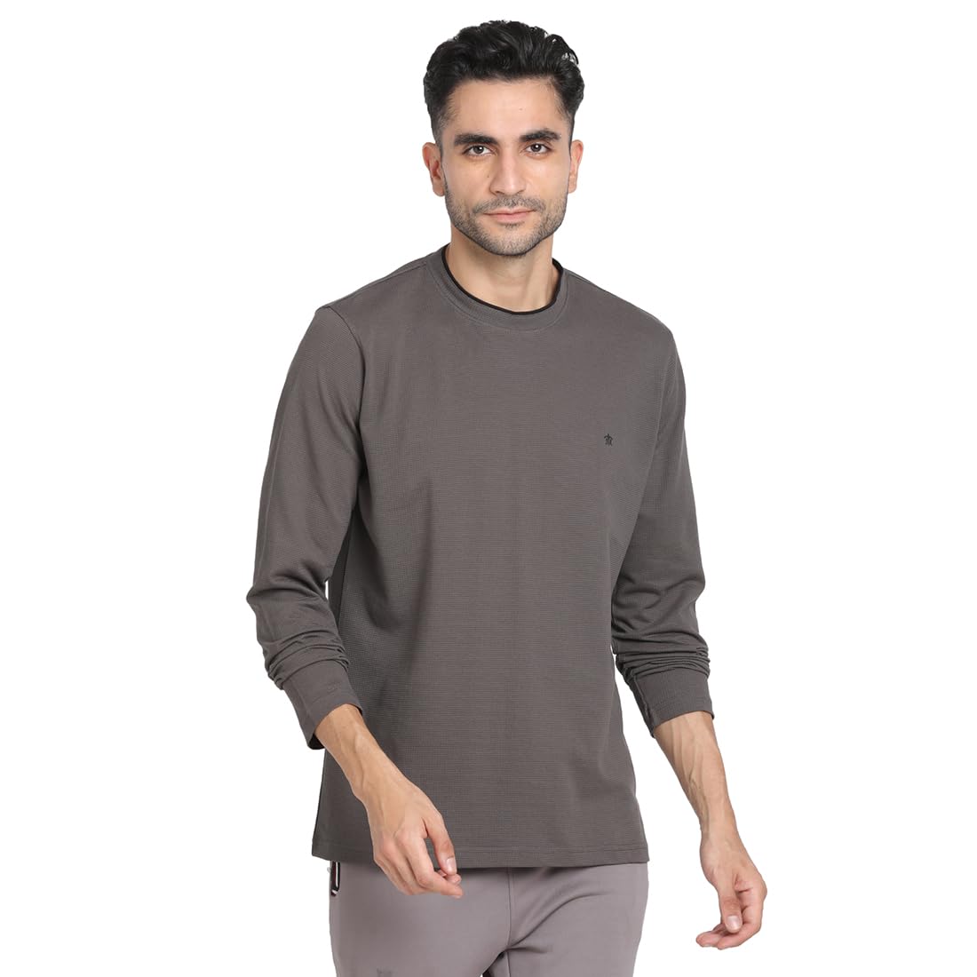 Turtle Men 100% Cotton Slim Fit Grey Crew Neck T-Shirt