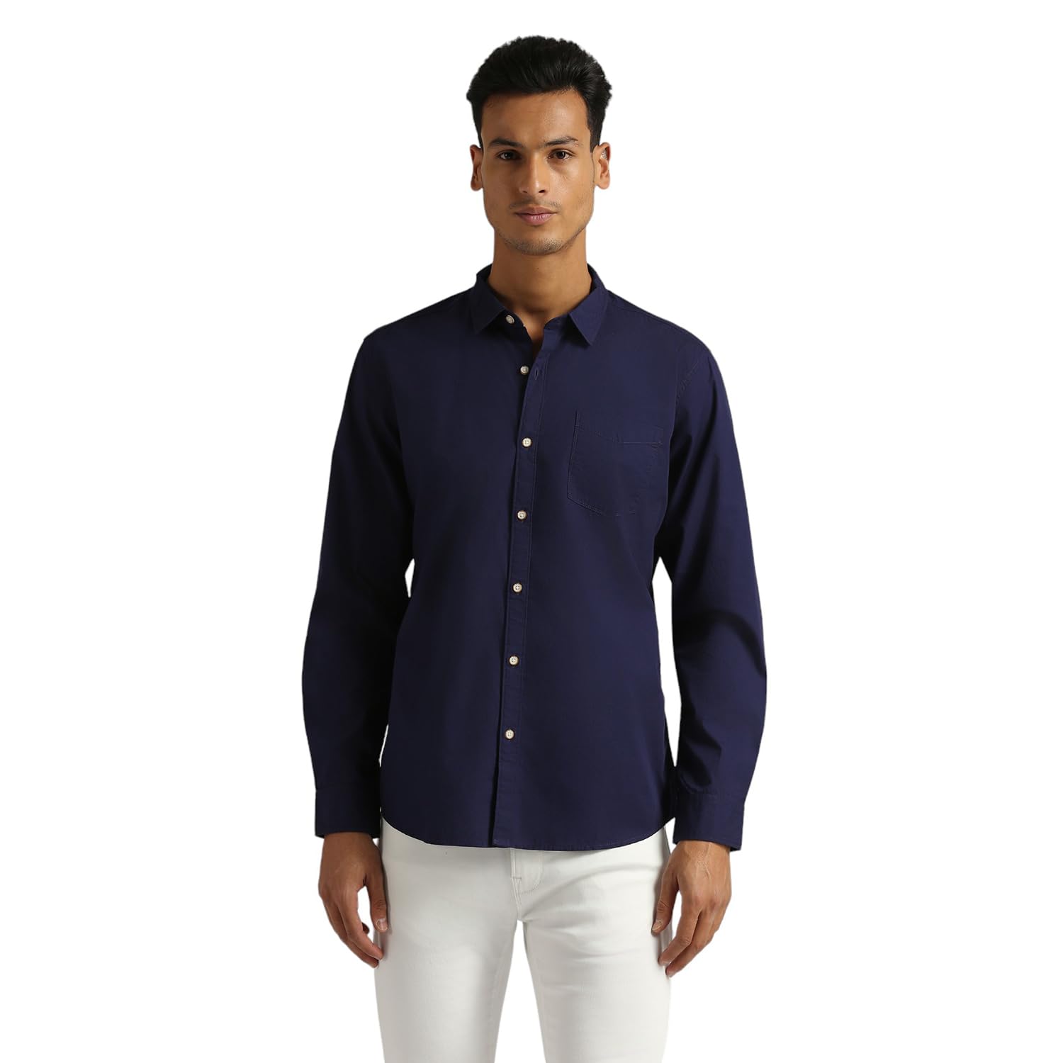 Pepe Jeans Men Cotton Regular Fit Shirt (Pm308752_Navy, X-Large)