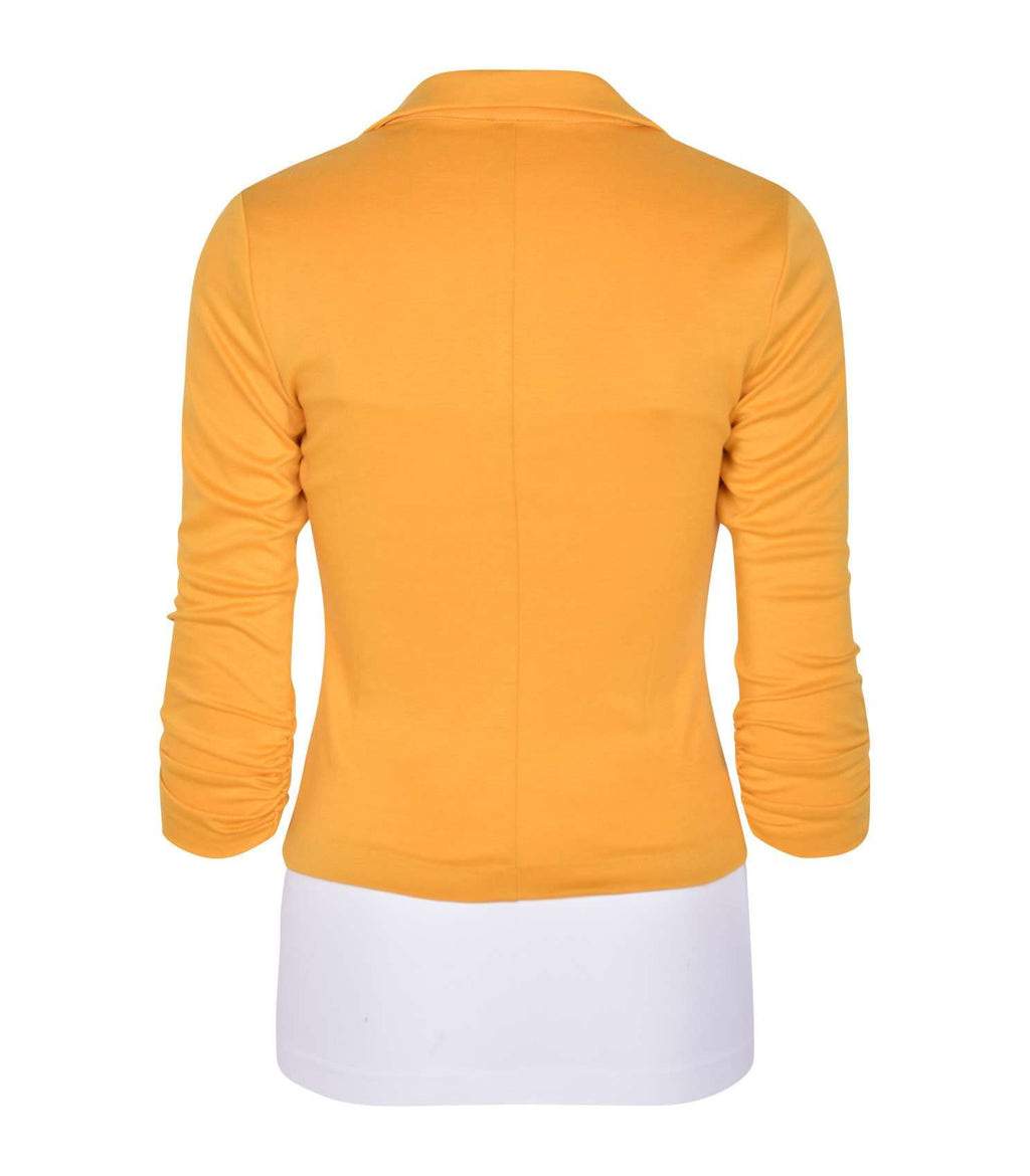 AulinA collection Womens casual Work Solid color Knit Blazer Mustard 2X