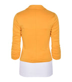 AulinA collection Womens casual Work Solid color Knit Blazer Mustard 2X
