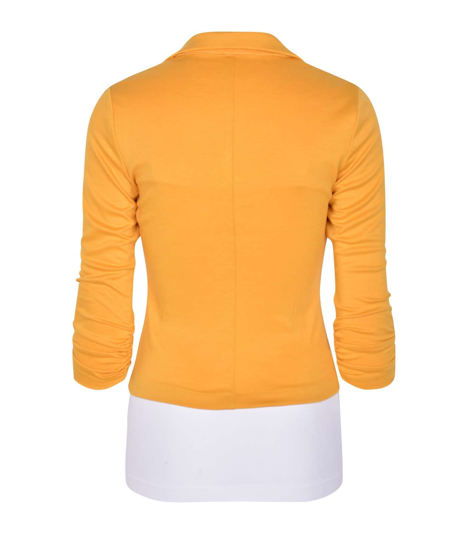 AulinA collection Womens casual Work Solid color Knit Blazer Mustard 2X