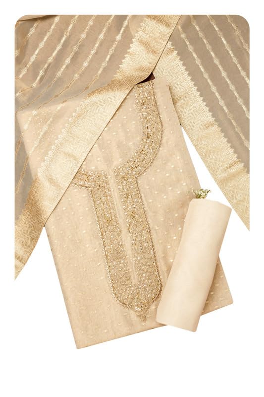 Soch Women Silk Blend Embroidered Unstitch Dress Material with Sequins Work