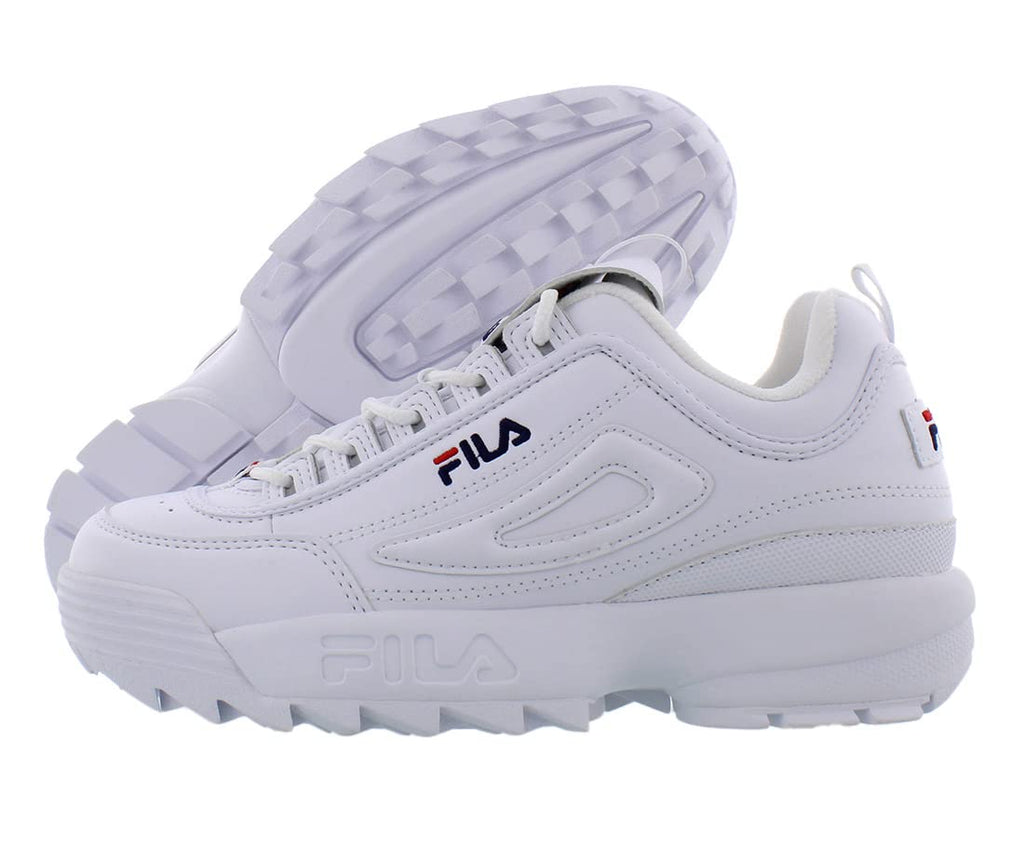 Fila Boy's Disruptor II Sneaker (7 M US, White/navy/Red)