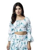 OOMPH! Full Sleeve Crop Top, Blue, mt865