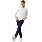 Thomas Scott Mens Solid Slim Fit 100% Cotton Casual Shirt with Button Down Collar and Full Sleeve White