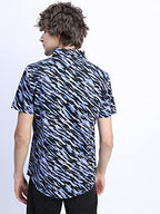 Ketch Slim Fit Printed Blue Shirt