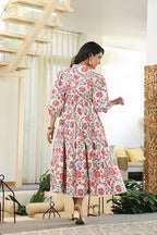 Greciilooks WomenS Rayon Casual Knee-Length Western Dress Red
