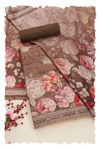 Soch Women Tussar Foil Print Unstitch Dress Material with Zari