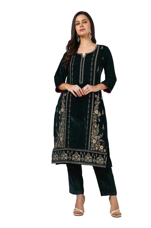 Soch Women Velvet Embroidered Kurta Set