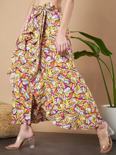 Kzully | Plazzo For Women | Floral Print Plazzo | Comfortable Elastic | Beautiful Flower Priting | Stylish Colour | Multicoloure