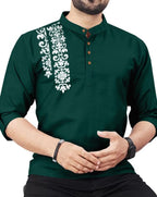 Finivo Fashion MenS Cotton Blend Kurta Style Shirt | Mandarin Collar Long Sleeve Casual Ethnic Shirt With Button Placket | Styl