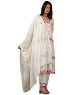 GoSriKi Womens Rayon Blend Anarkali Embroidered Kurta with Pant & Dupatta (RAASHI Cream-GS_XL_Cream_X-Large)