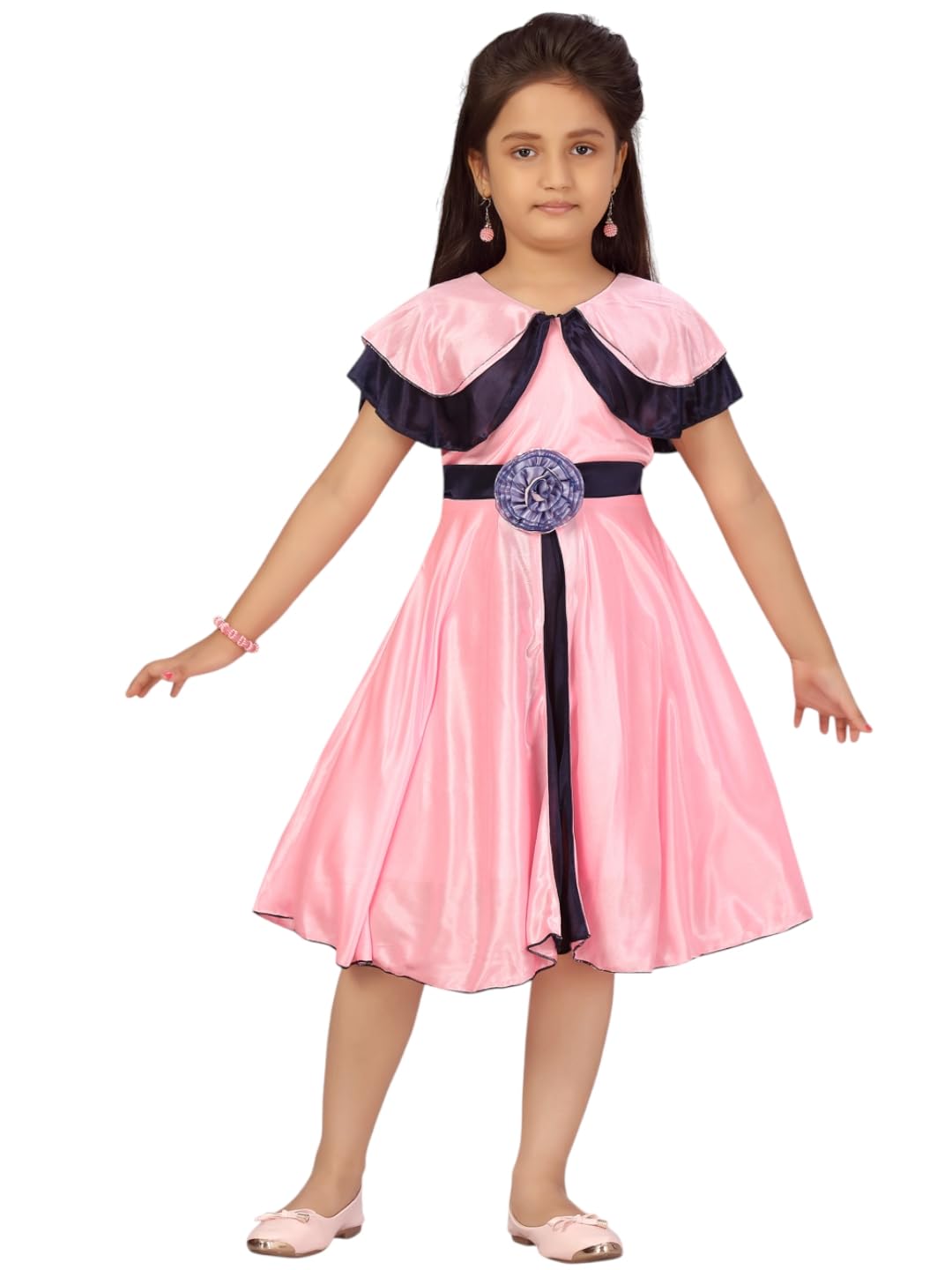 Aarika Baby-Girls Silk Fit and Flare Knee Length Dress (JLY_FK_21304_Pink