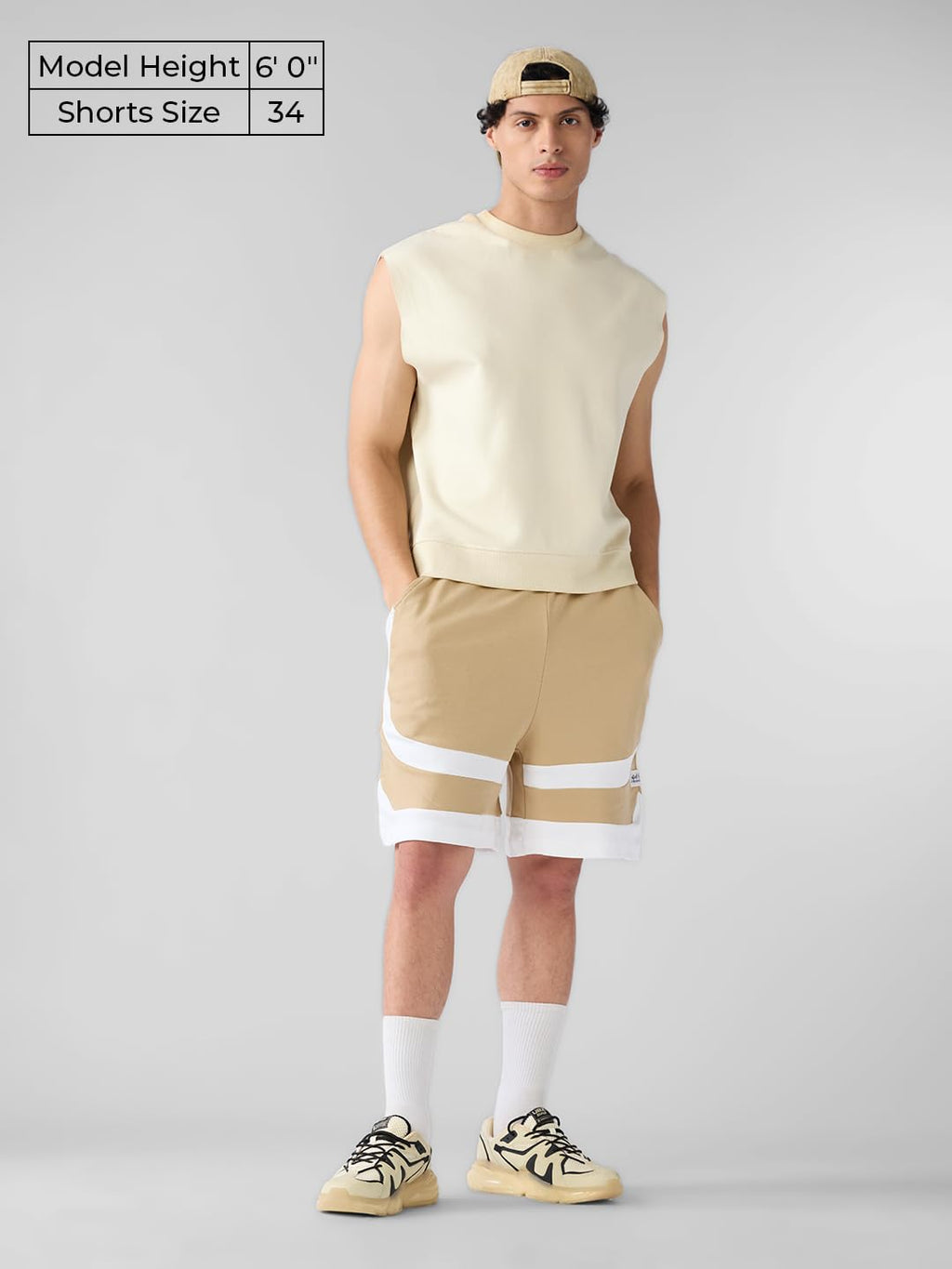 The Souled Store Beige Factor Men and Boys Drawstringed Solid Regular Fit Knee Length Cotton Bermuda Shorts