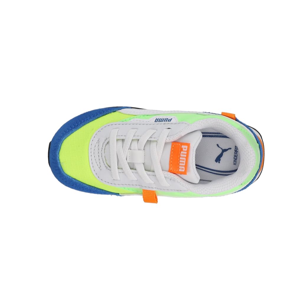 Puma Kids Future Rider Sneaker, White-Fizzy Lime Royal, 5 US Unisex Toddler