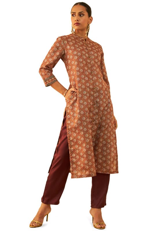 Soch Womens Rayon All-Over Floral Print Straight Kurta With Pocket