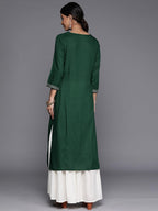 Libas WomenS Rayon Blend Embellished Straight Kurta (24284_Green