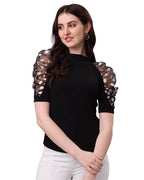 Noble Monk WomenS Solid Stretchable Top | Round Neck Half Sleeve | Regular Fit Top For Women