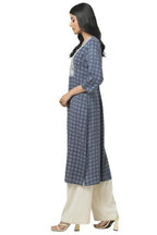 Soch Womens Blue Rayon Ethnic Motifs Kurta With Sequins