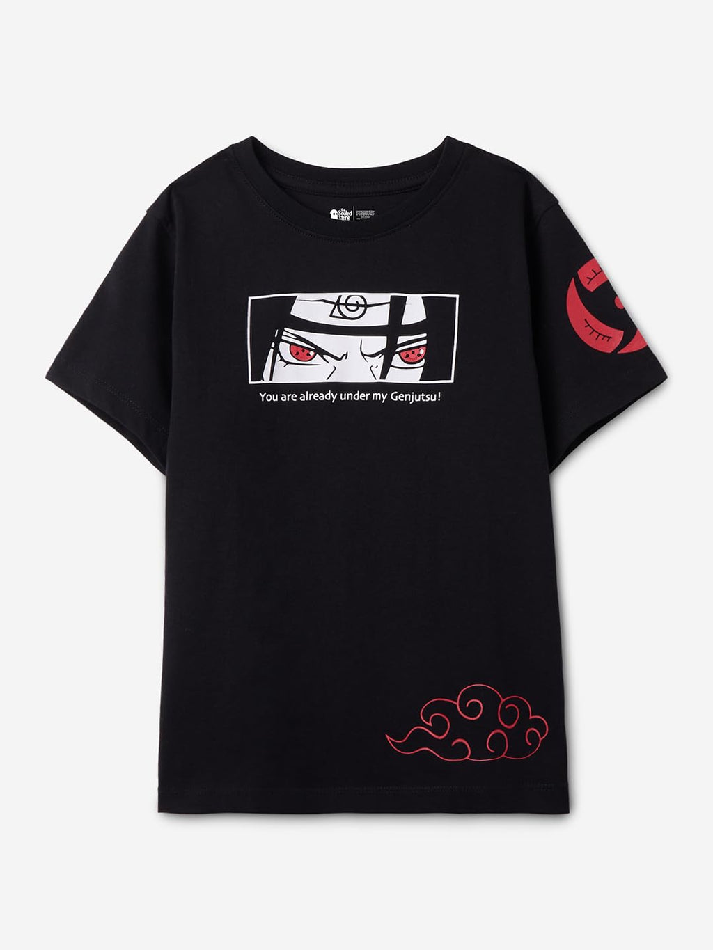 The Souled Store Naruto: Itachi Boys Short Sleeves Round Neck Black Graphic Printed Regular Fit Cotton T-Shirts (2-8 Yrs)