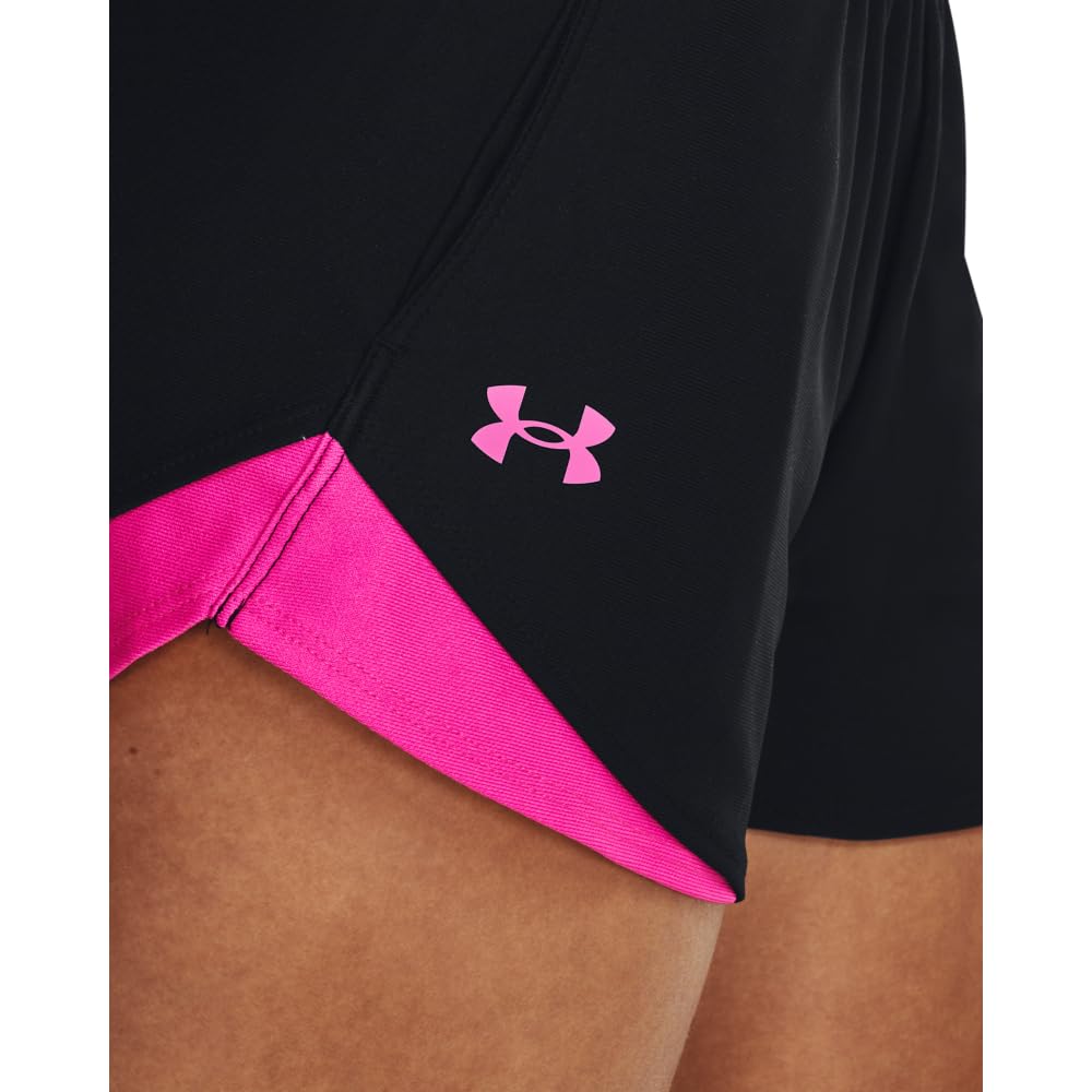 Under Armour Womens Play Up 3.0 Shorts, (057) Black/Rebel Pink/Rebel Pink, X-Large