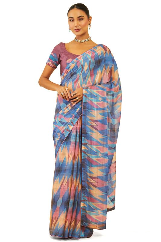Soch Women Chiffon Abstract Print Saree