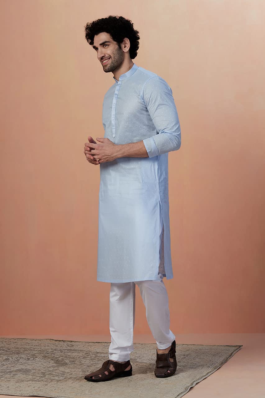 Manyavar Kurta Set For Men, Full Sleeves Mandarin Collar Ethnic MenS Kurta Set For Engagement, Wedding, Party Cotton All Over S