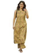 ANNI DESIGNER Womens Rayon Blend Straight Printed Kurta with Palazzo (CUBU Yellow_L_Yellow_Large)