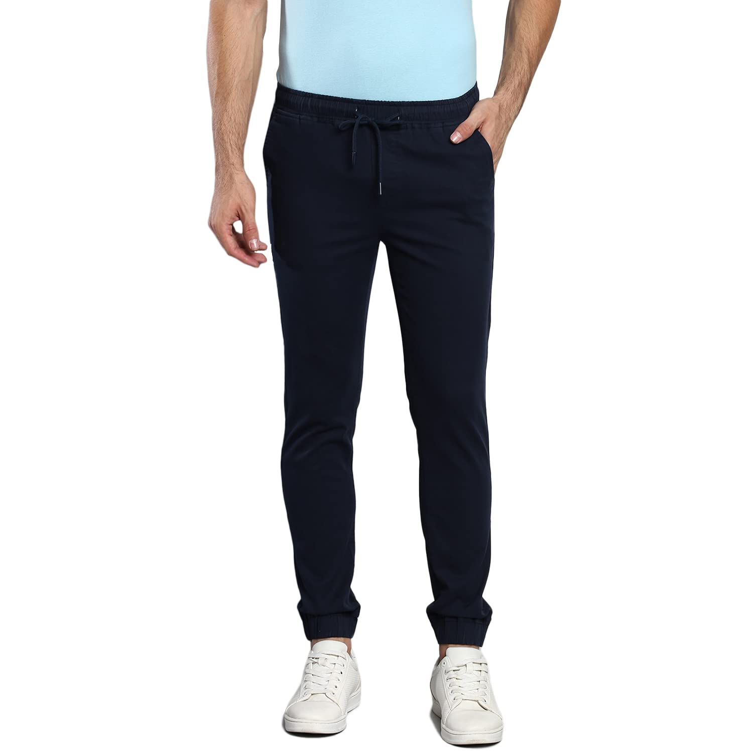 Dennis Lingo Solid Cotton Mens Casual Drawstring Joggers, Straight Fit, Mid Rise, Stretchable Ankle Length Athletic Track Pants