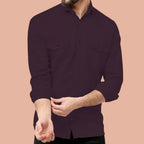 Rebelify Double Pocket MenS Casual Shirt - Regular Fit, Solid Spread Collar, Versatile Everyday Wear, Comfortable And Stylish De