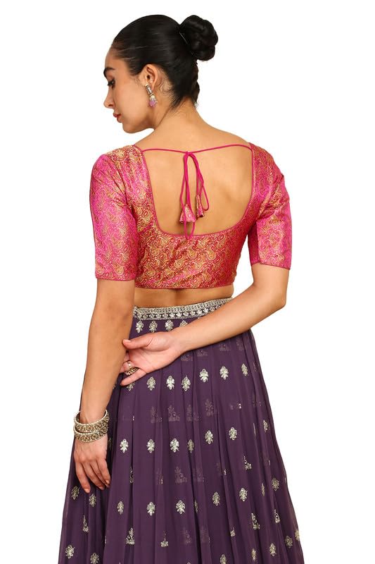 Soch Womens Fuchsia Paisley Woven Design Silk Blend Padded Blouse