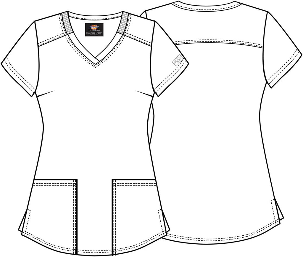 Dickies EDS Women Scrubs Top V-Neck Print DK876, S, Grunge N Roses