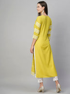 Anni Designer WomenS Cotton Blend Chikankari Embroidered Straight Kurta (Stho-Yellow_M_Yellow_Medium)