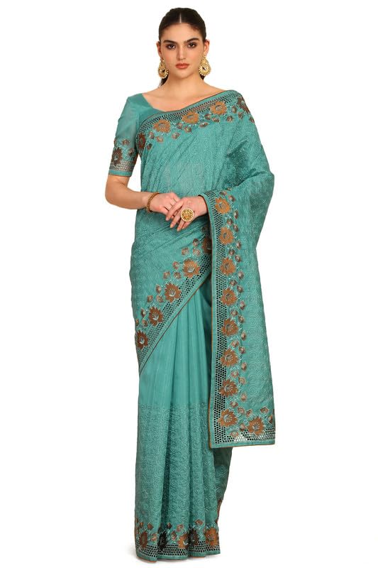 Soch Women Floral Embroidered Tussar Saree with Cutwork