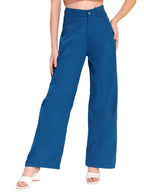 Kotty WomenS Relaxed Fit Soft Cotton Blend High-Waist Wide-Leg Jeans(Blue,30)