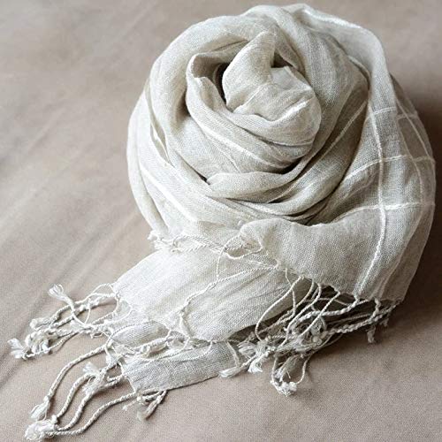 Jeelow Lightweight Cotton Scarf Scarfs For Women Shawls And Wraps Scarves For Men (Linen Stripe)