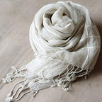 Jeelow Lightweight Cotton Scarf Scarfs For Women Shawls And Wraps Scarves For Men (Linen Stripe)