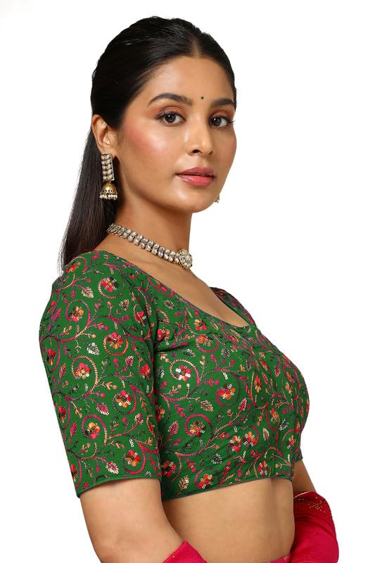 Soch Womens Green Georgette Embroidered Blouse With Sequins